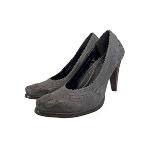 Envy Otay Heeled Pumps Size 8.5 Slip On Gray Genuine Leather Western Boho Hippie